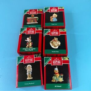 Hallmark Keepsake Ornament Miniatures Puppy Love, Caring Shepard, Otter, Elf &